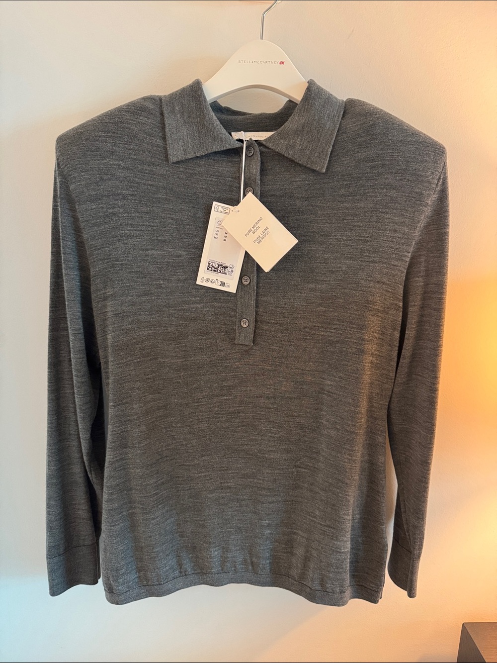 Stella McCartney x H&M — Wool Blend Long-Sleeve w/ Shoulder Pads